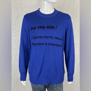 BNWOT H&M Blue Crewneck Sweater with Text Design